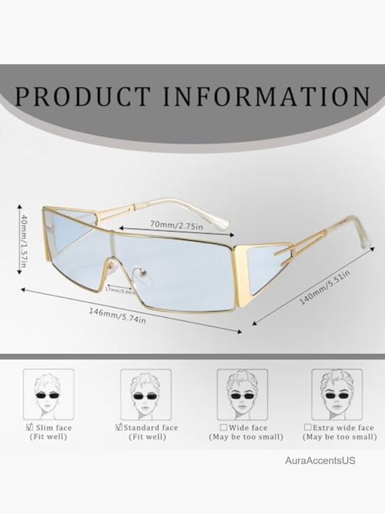 Vintage Y2K Rectangular Wrap Around Sunglasses Non-Polarized Metal Frame main image 6